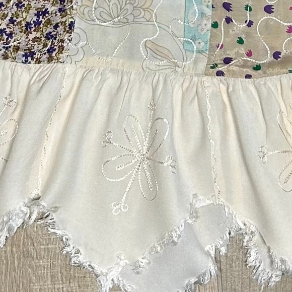 Blue Sky Dress Women's Medium Vintage Y2K Floral Patchwork Embroidered Boho - Picture 13 of 16